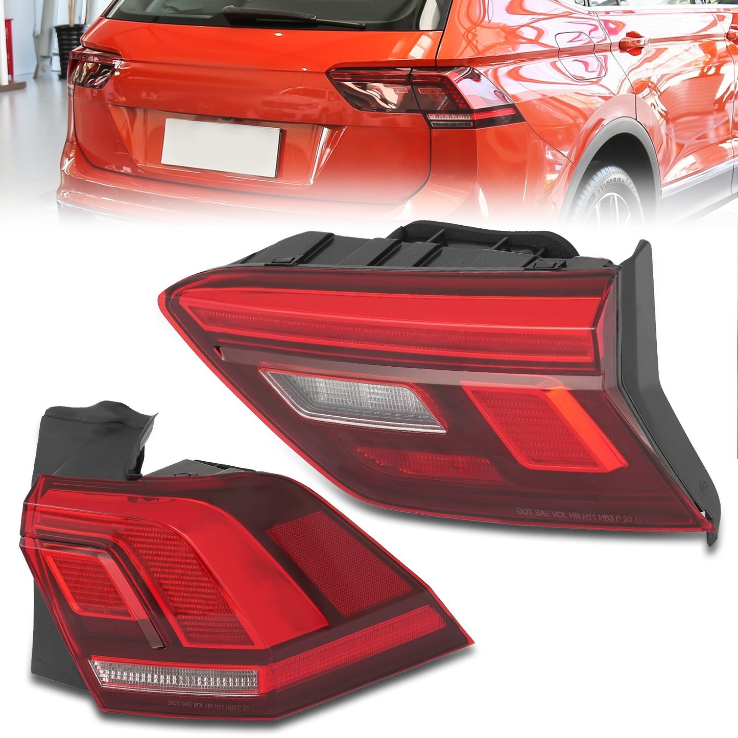 LED inner and outer taillights, right taillight applicable to 2018-2023 for Volkswagen for Tiguan .