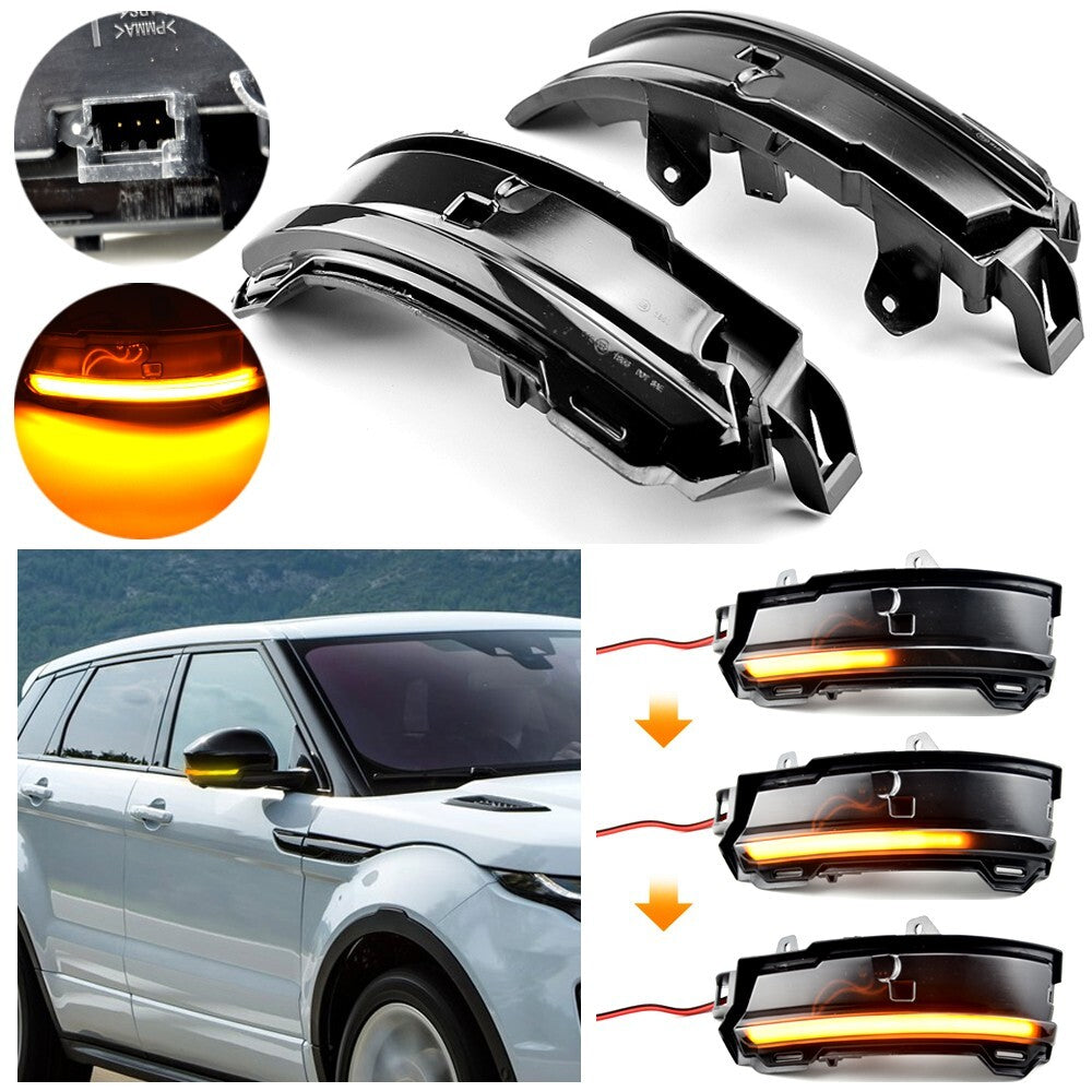 2pcs LED Dynamic Side Mirror Turn Signal Light Assembly for Land Rover Evoque