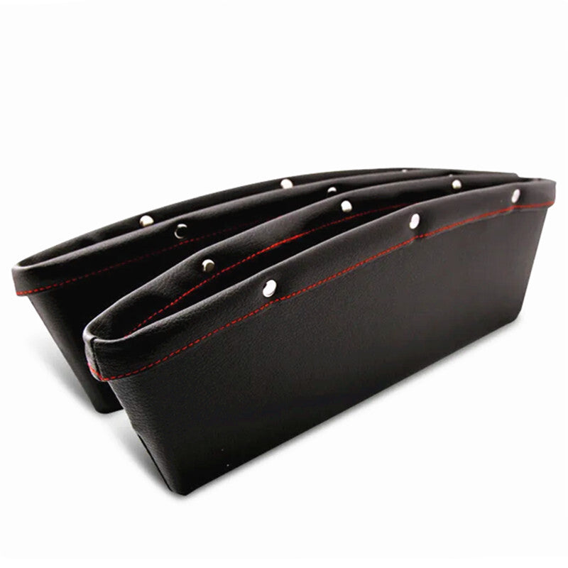 2Pc Car Slit Box Organizer PU Leather for Seat Crevice Gap Bag Pocket Slot Storage