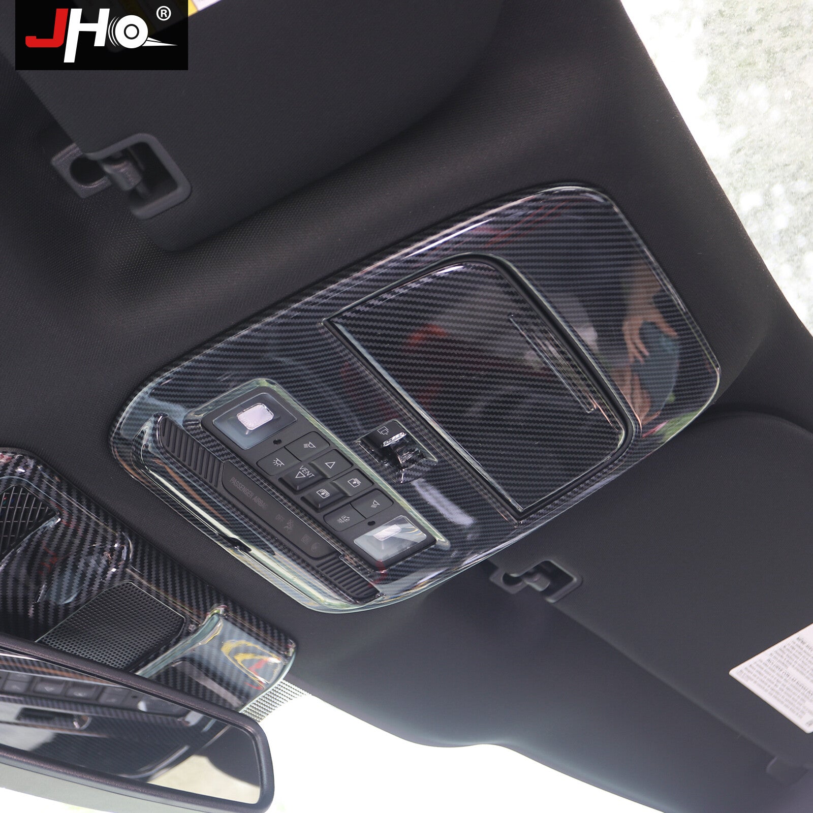 ABS Carbon Fiber Front Reading Light Decor Panel Cover Trim for Ford F150 2021+
