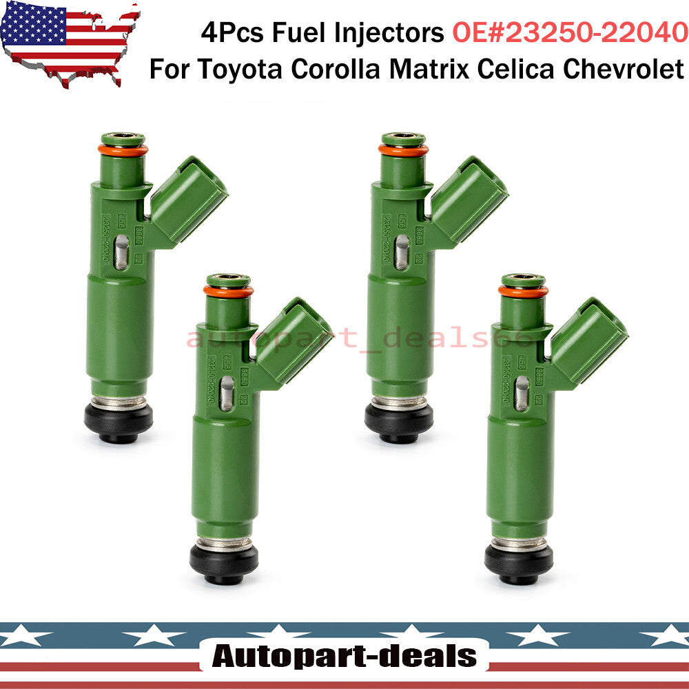 4Pcs New Fuel Injectors 23250-22040 for Toyota for Chevy Prizm Matrix for Corolla 1.8L