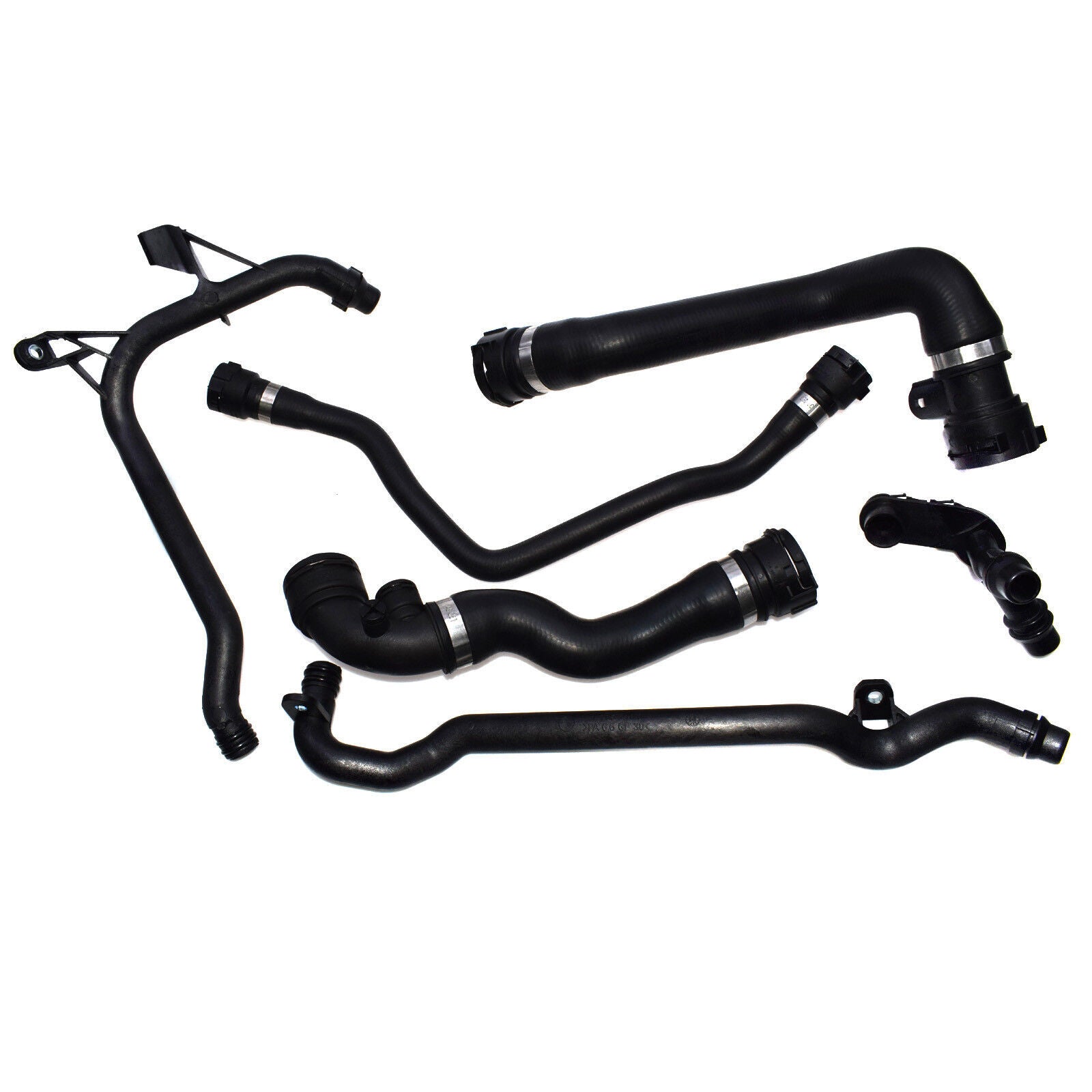 for BMW E46 6Pcs Upper Lower Thermostat Expansion Tank Water Radiator Hose Set