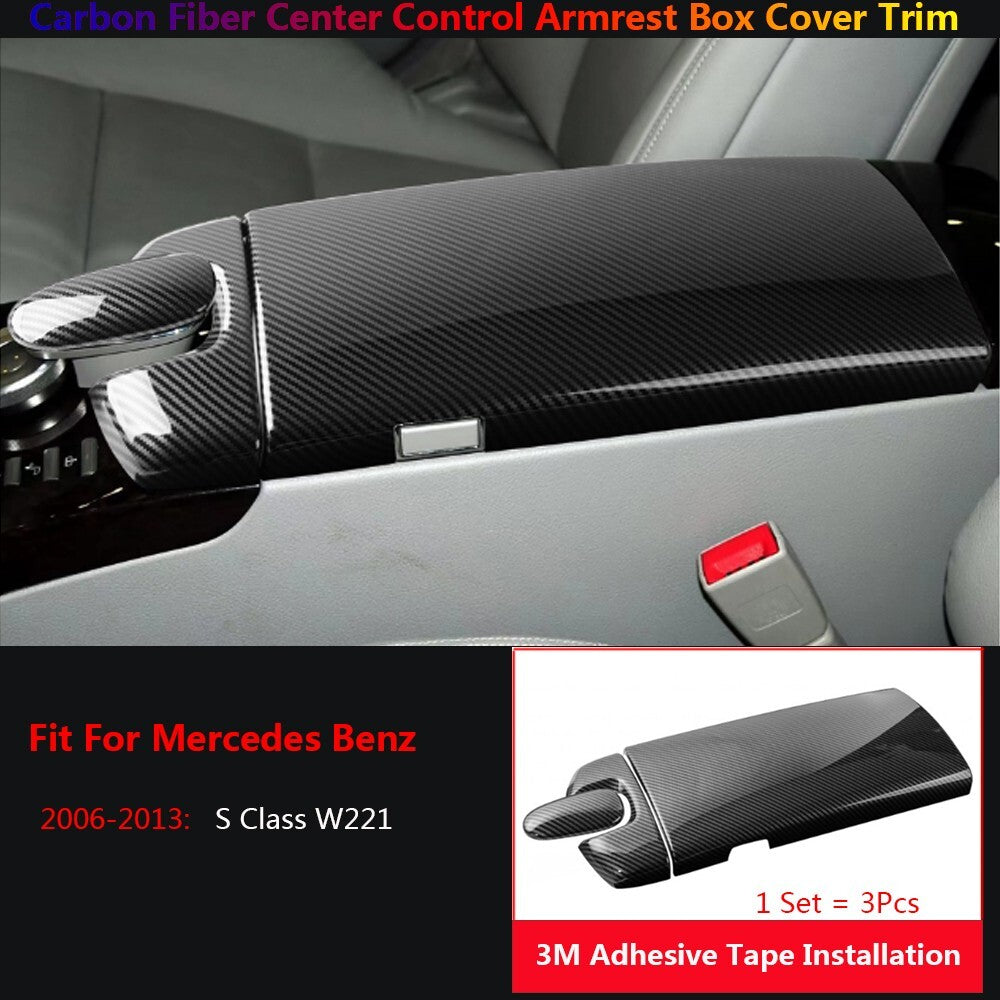 Carbon Fiber for Mercedes-Benz S W221 Car Center Console Armrest Box Cover Trims