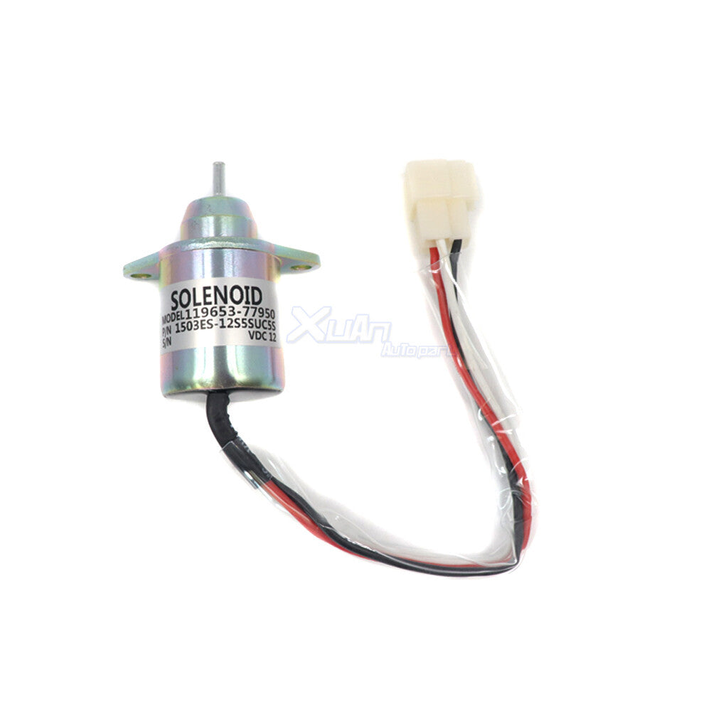 Fuel stop solenoid valve suitable for 3TNE84, 3TNE88, 4TNE84, 3TNV70, 3TNV76, 4TNV84, model 119653-77950.