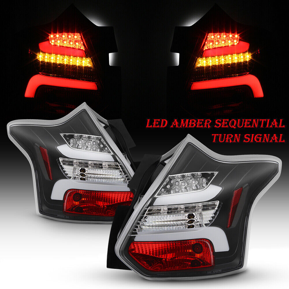 Suitable for 12-14 for Ford Focus hatchback, black LED lever brake sequence signal taillights.