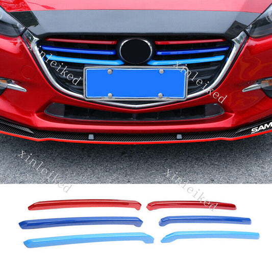 3-colors Front Grille Grill Mesh Decorat Strips Trim for Mazda 3 Axela 2017-2018