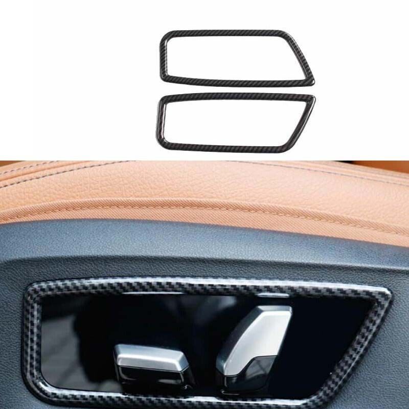 for BMW 5 Series 2018-2022 Frame Trim for Seat Adjust Handle Button ABS Carbon Fiber