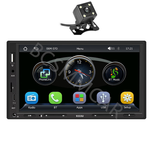 7in Touch Screen Double Din Car Stereo Radio Bluetooth For CarPlay W/Camera