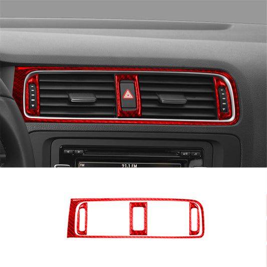 Red Carbon Fiber Center Air Vent Cover Trim for Volkswagen for Jetta Sedan 2011-2014