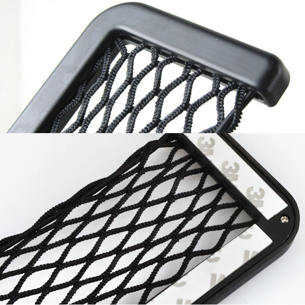 Car Black Storage Mesh Net Resilient String Phone Bag Holder Panel Storage Bag