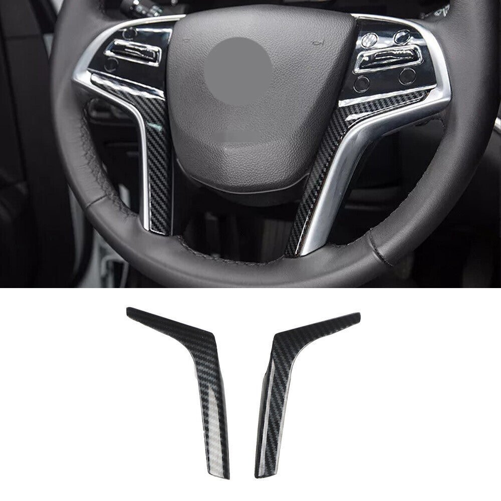 for Cadillac XTS 2013-17 ABS Carbon Fiber Steering Wheel Moulding Cover Trim 2P