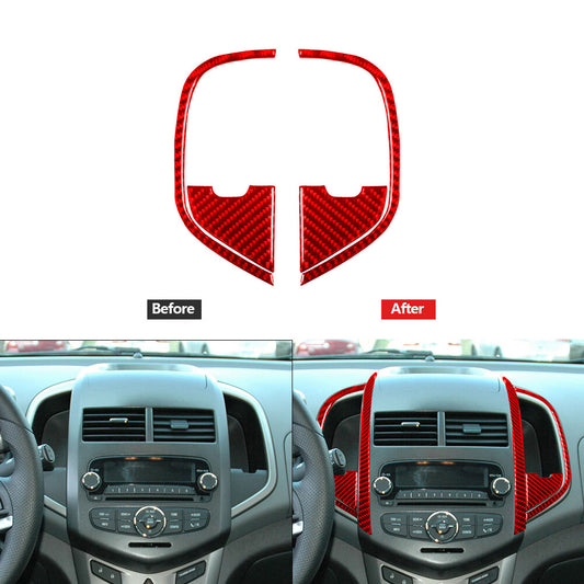 Red Carbon Fiber Center Air Vent Outlet Cover Trim for Chevrolet Sonic 2012-2016