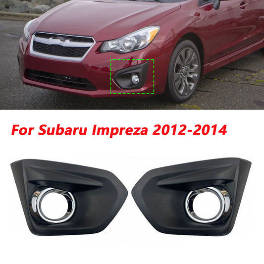 for Subaru Impreza 2012-2014 Front Fog Light Bezel Set W/Glossy Black Trim Pair
