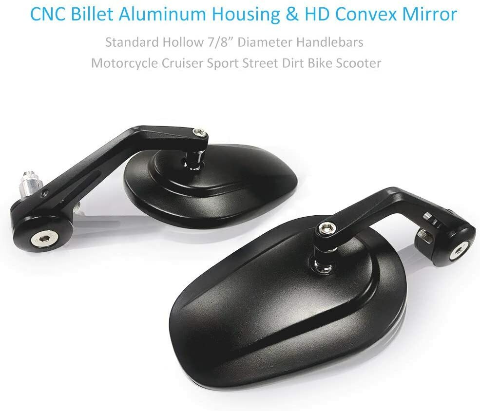 2PCS 7/8 22mm Motorcycle Bar End Side Rear View Mirrors Anti-glare Handle CNC