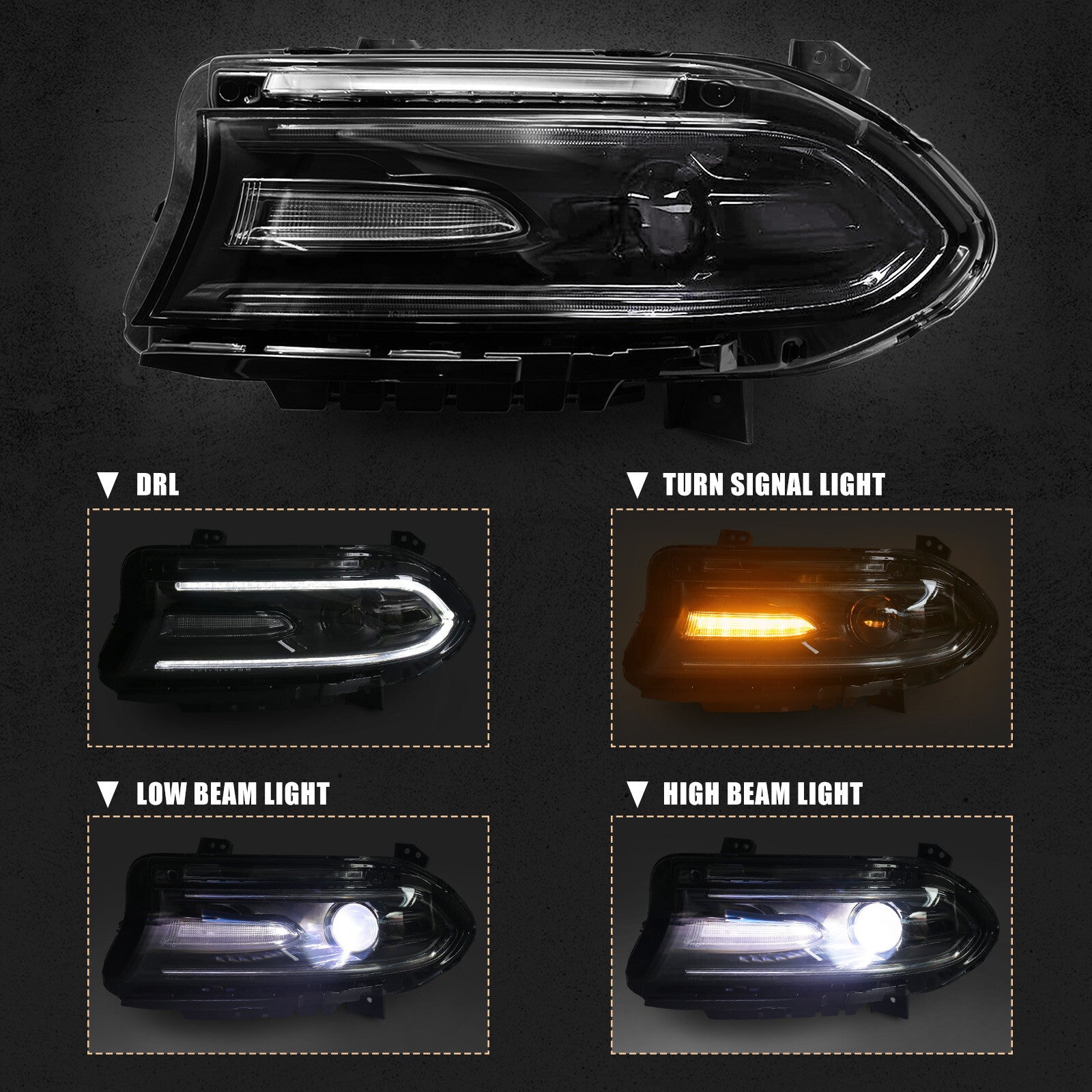 Driver Left HID/Xenon Projector Headlight Assembly for 2015-2023 for Dodge Charger