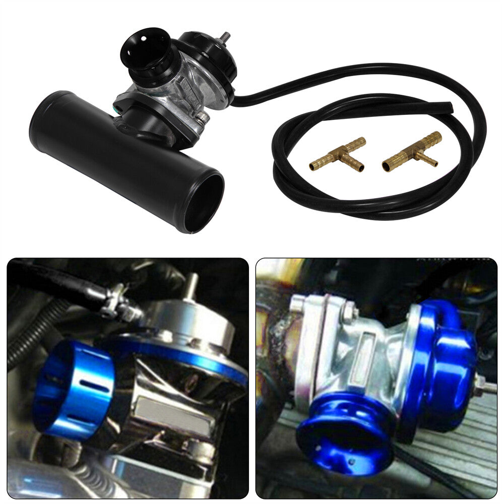 UNIVERSAL BILLET ALUMINUM TYPE-S TURBO BLOW OFF VALVE BOV+2 FLANGE PIPE BLACK