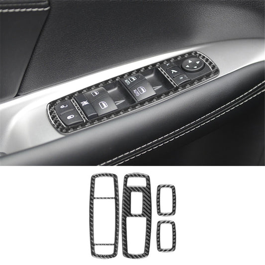 for Dodge Journey 2011-2017 4Pcs Window Switch Button Trim Cover Carbon Fiber