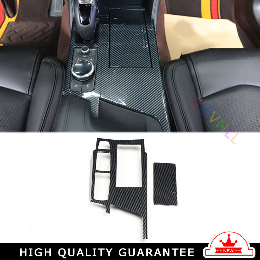 Console Gear Shift Frame Cover Trim 2PCS for Cadillac CT6 16-2020 Carbon Fiber