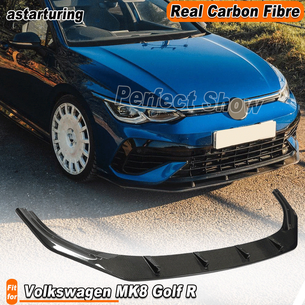 for VW for Golf 8 MK8 R 2021-2024 REAL Carbon Front Bumper Chin Lip Splitter Spoiler
