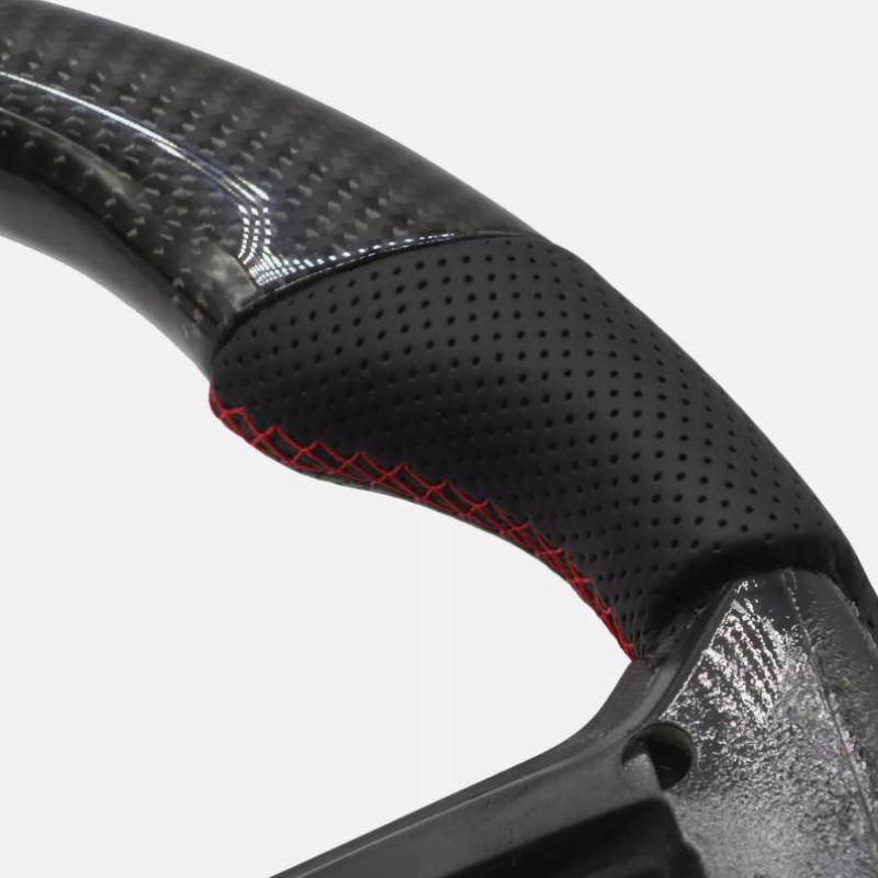 Carbon fiber flat-bottomed leather steering wheel for Ford for Mustang 2010 - 2014