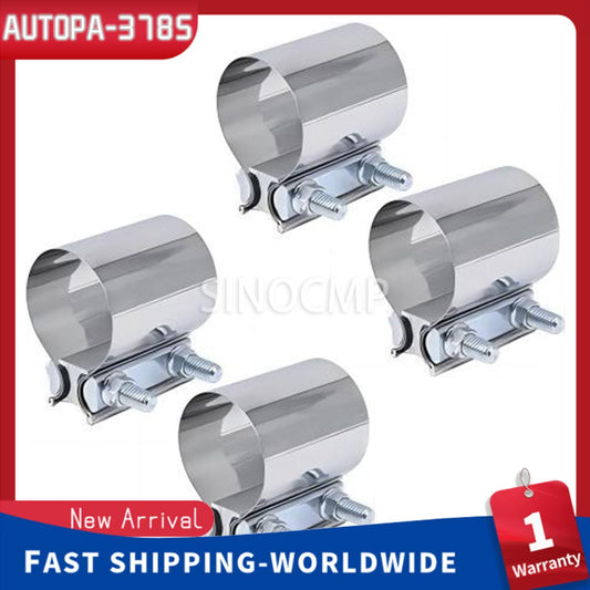 4PCS 2.5 Inch Butt Joint Band Exhaust Clamp Sleeve Coupler T304 Stainless Steel