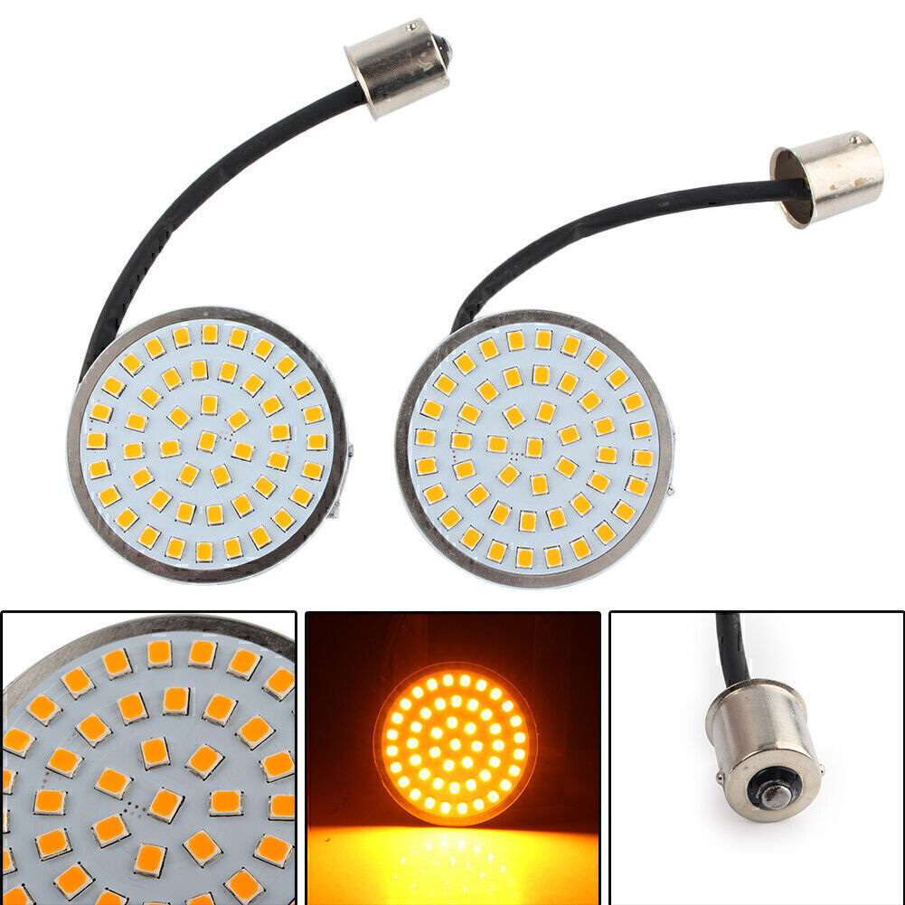 2 Fit for Harley Sportster XL Style 1156 Amber LED Light Turn Signal Inserts