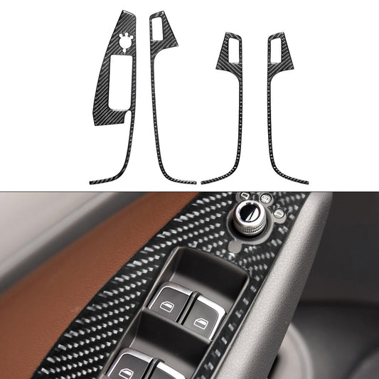 4X Carbon Fiber Window Regulator Knob Trim for Audi Q5 2009-2017
