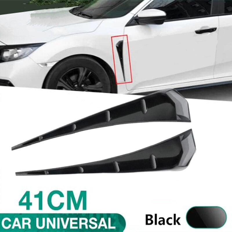 2Pc Car Black Side Fender Vent Cover Decoration Side Wing Air Vent Hood Sticker