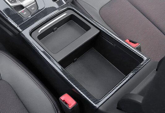 for Audi Q5 2018-23 Carbon Fiber Style Middle Console Water Cup Frame Trim 1PCS