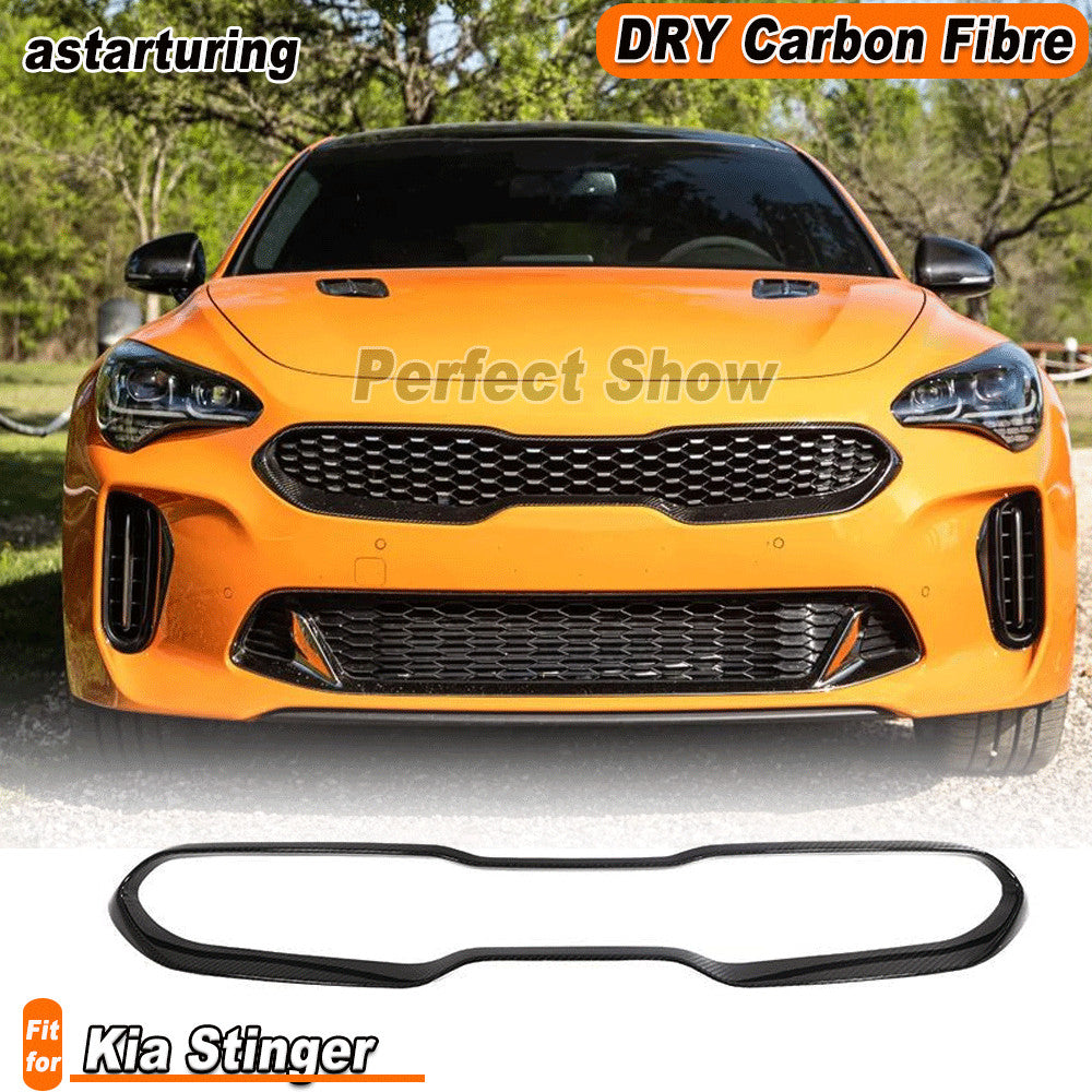 for Kia Stinger 2018-2023 DRY CARBON Front Mesh Bumper Center Grille Grill Cover