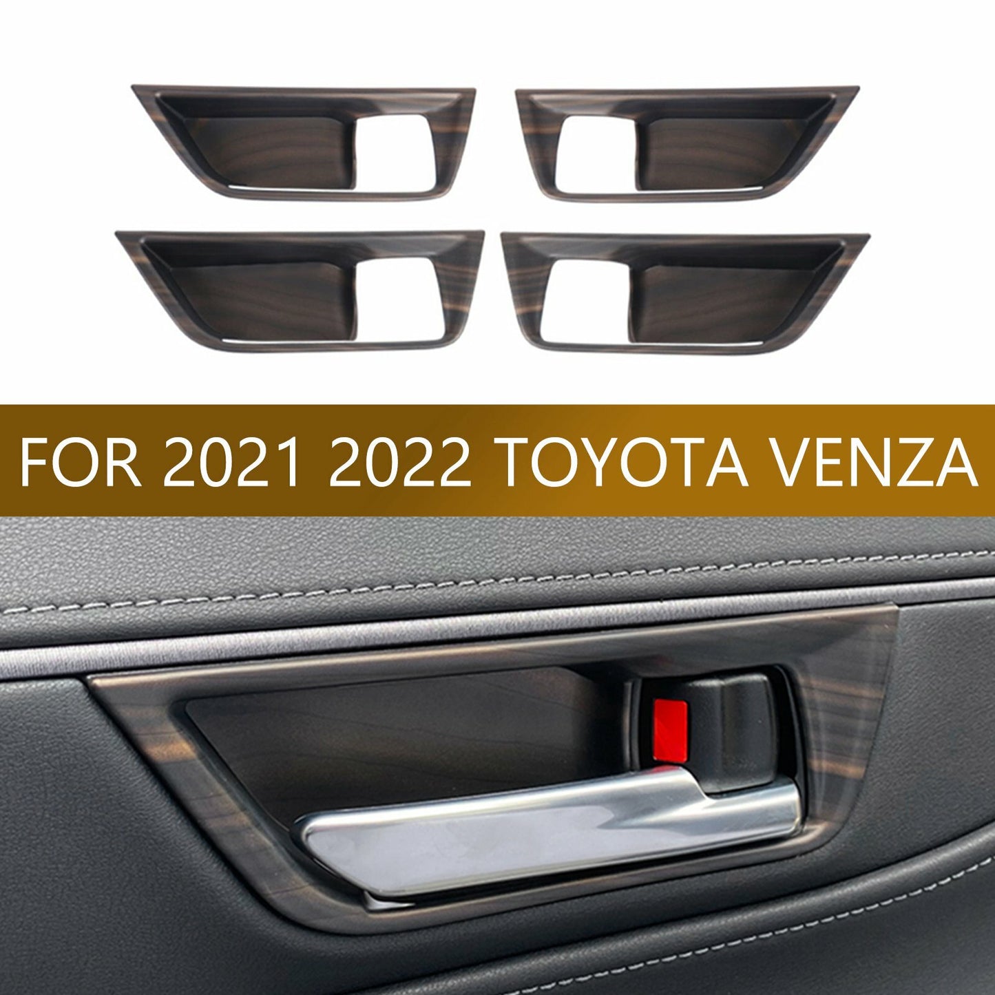 for Toyota Venza 2021 2022 Wood Grain Interior Door Handle Bowl Cover Trim AT