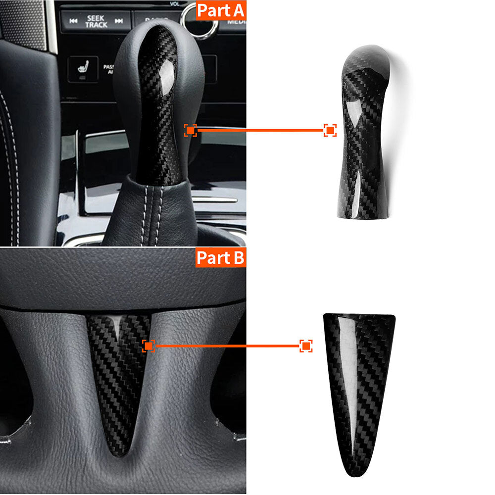 Carbon Fiber Steering Wheel Trim Shift Knob Cover for Infiniti Q50 Accessory