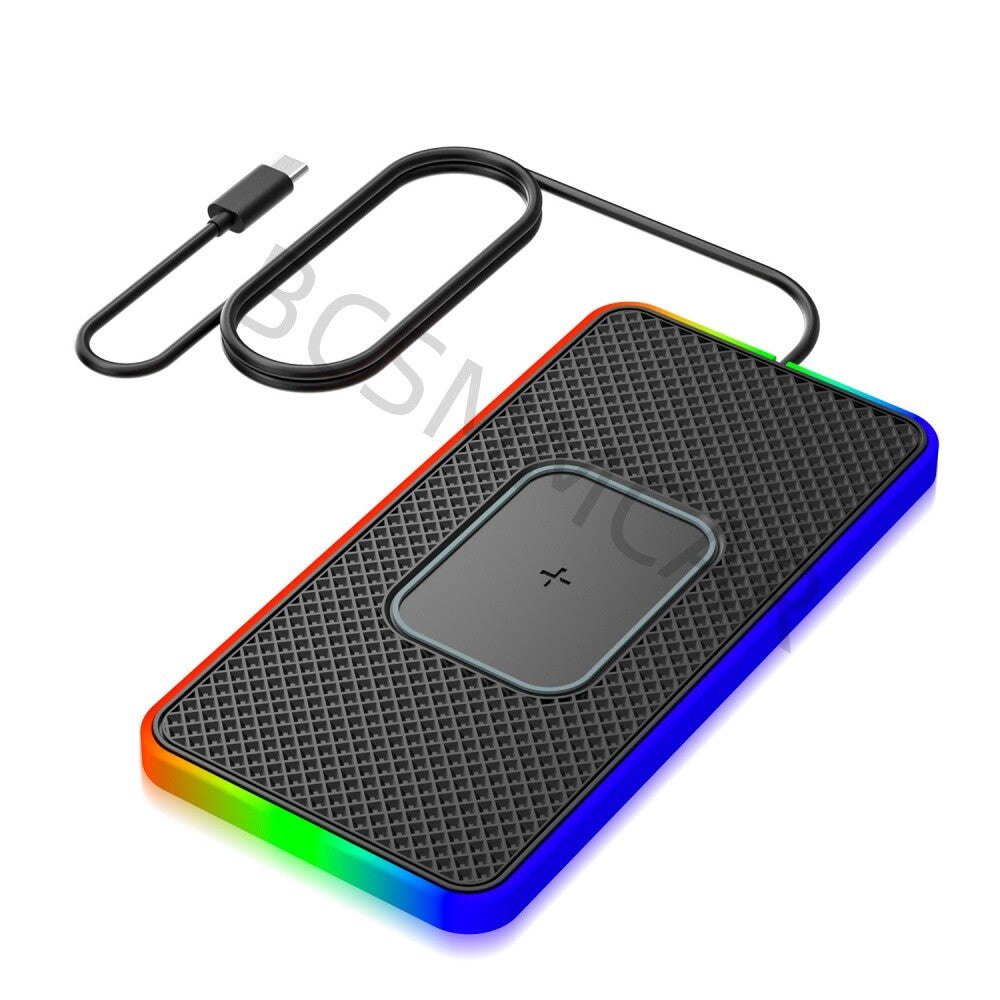 15W Wireless Fast Charging Dock Station Car for Charger Adapter Type C W/LED Light