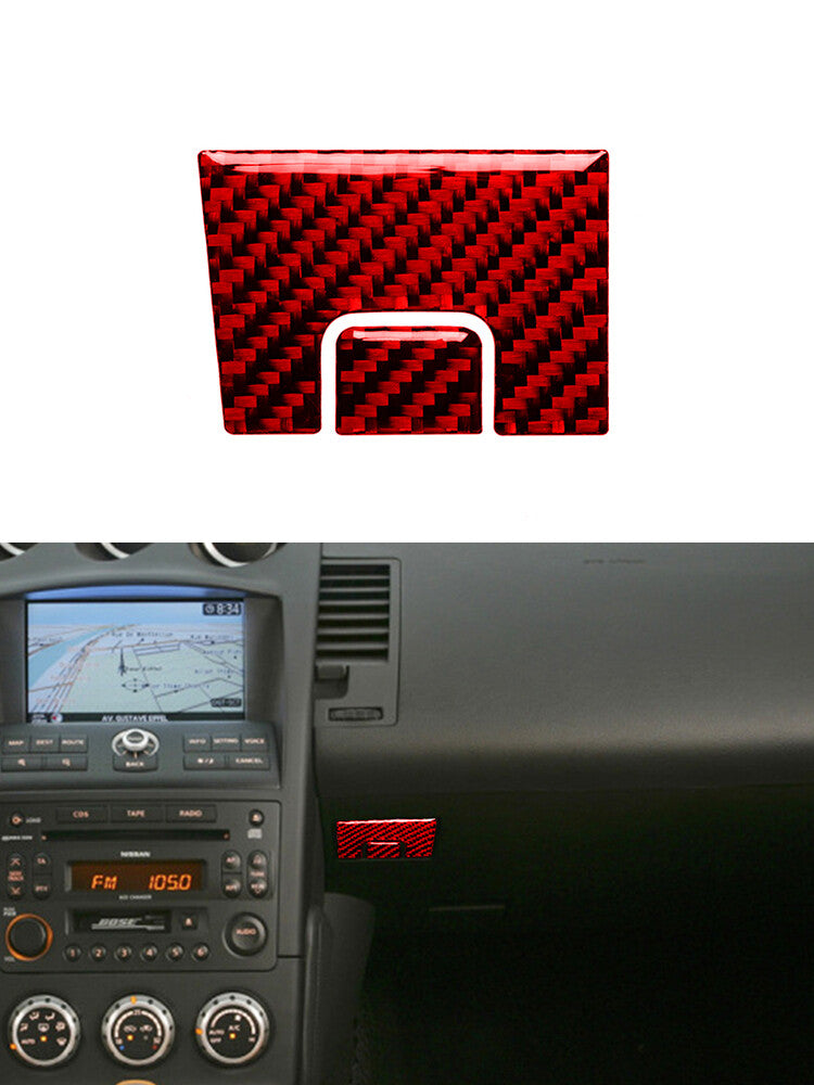 for Co -pilot Storage Door Handle Trim Panel Carbon Fiber for Nissan 350Z 2006-09 Red