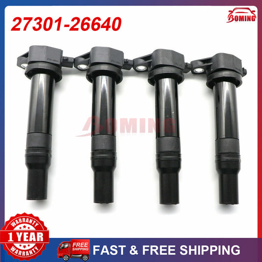 4x 27301-26640 New Ignition Coil for Hyundai Accent for Kia Rio 06-11 L4 1.6L UF-499
