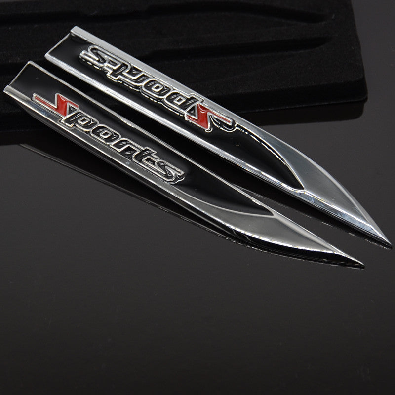 Car Metal Fender Sports Emblem 5.90.7in Badge Decal Racing Dagger Sticker