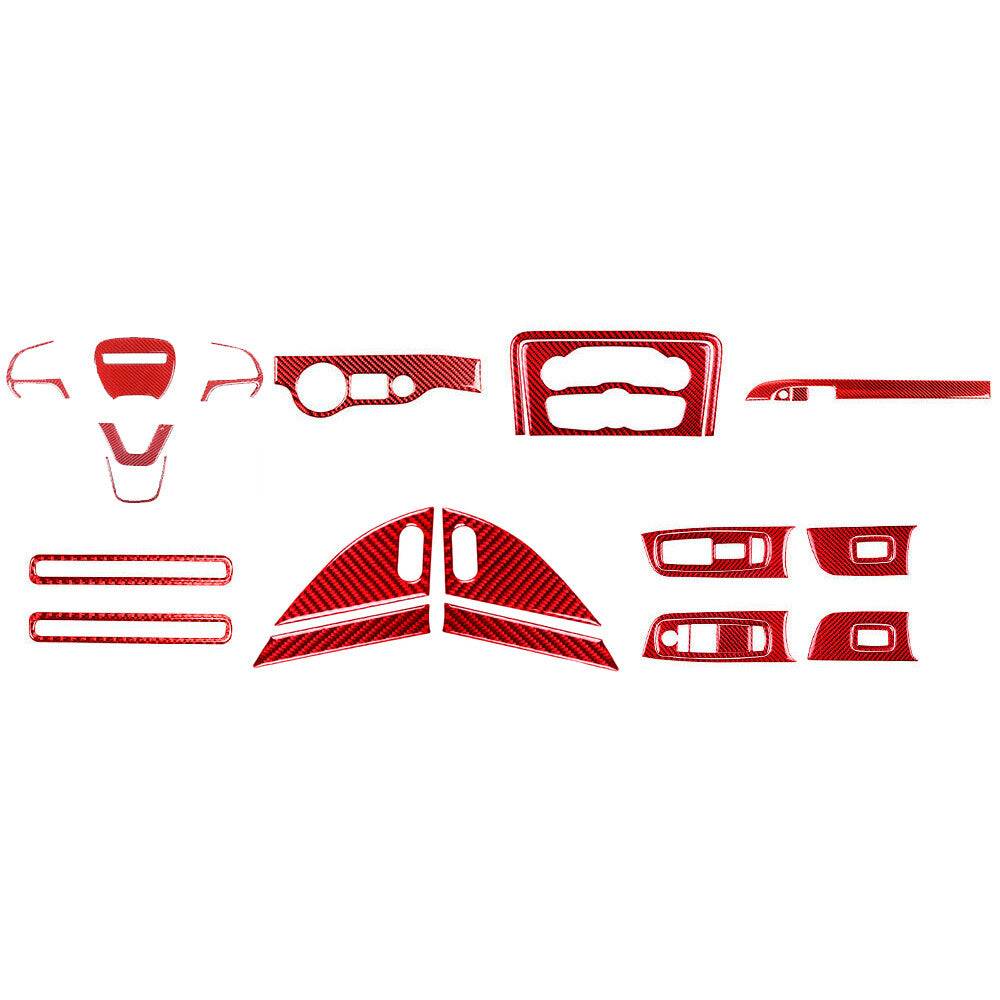 26Pcs for Dodge Charger 2015-20Red Carbon Fiber Interior Full Set Kit Trim Cover