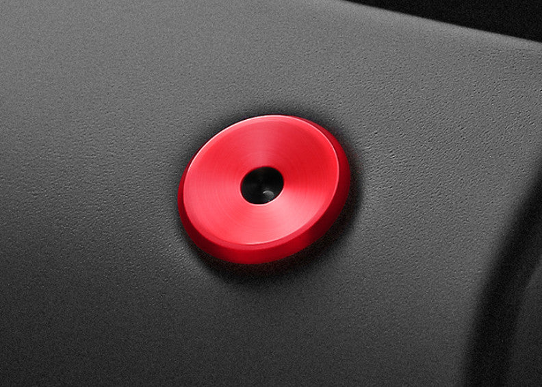 Red aluminum interior door lock ring trim is suitable for the for Porsche Macan 2015 - 2021