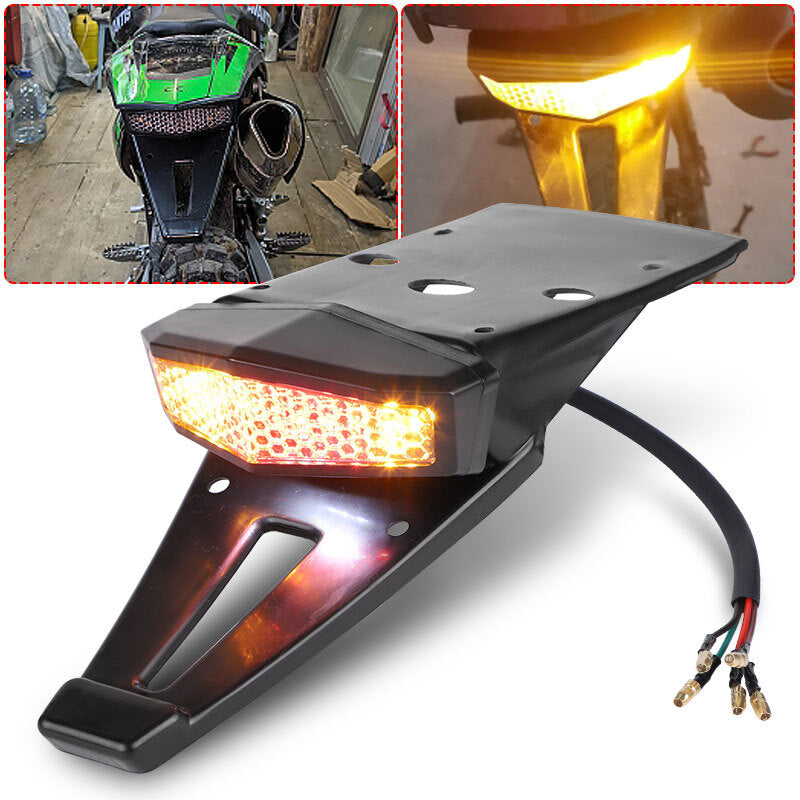 Dirt Enduro Bike LED Turn Signal Rear Fender Brake Tail Light Off-road Universal