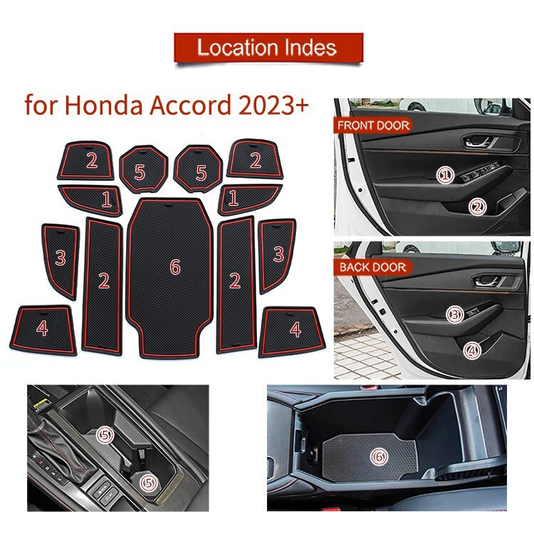 Anti-Slip Gate Slot Mat for Honda Accord 2023 Door Groove Pad Cup Holder white