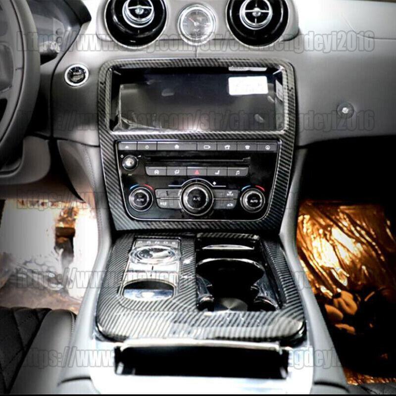 for Jaguar XJ 2010-2019 Carbon Fiber style Central Console Gear Shift Frame Trim