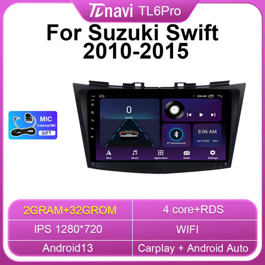 Car Radio for Suzuki for Swift 4 2010-2015 Android Auto CarPlay GPS Player Screen 4G