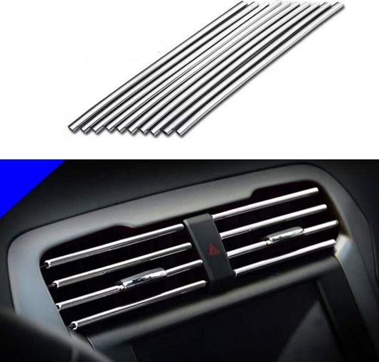 10-Piece Car Air Conditioner Socket Decorative Molded Strips in Silver for Chevrolet