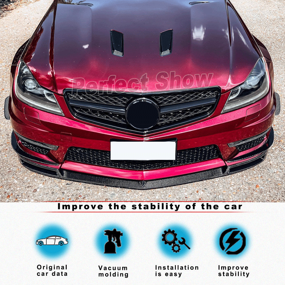 REAL Carbon Front Bumper Lip Spoiler Splitter for Mercedes W204 C63 2012-14