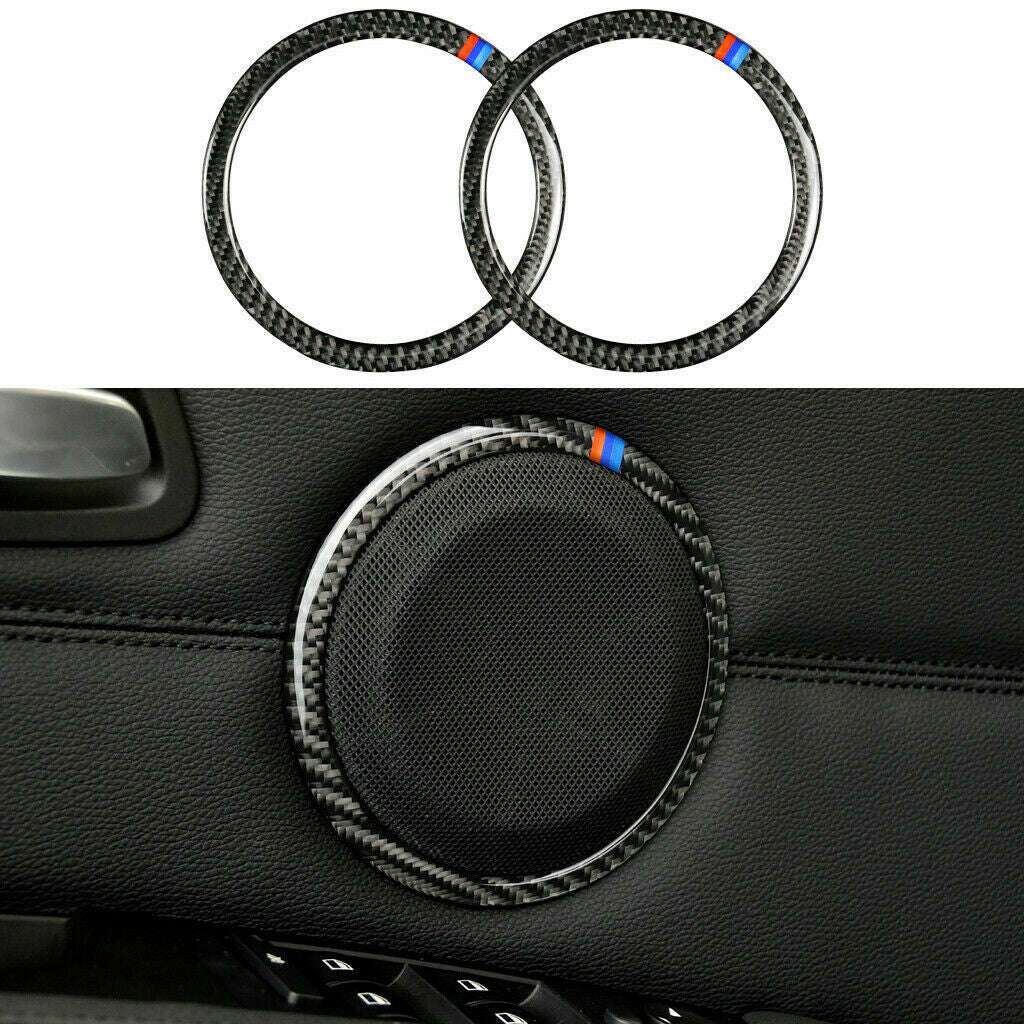 for BMW 3 Series E90 E84 2008-2012 Car Door Speaker Real Carbon Fiber Trim Cover