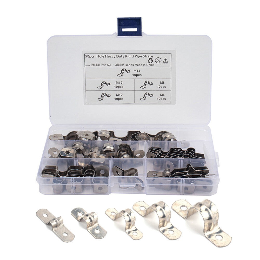 FIT For Pipes 50x U Bracket Tube Strap Tension Clips Duty Rigid Pipe Strap Clamp