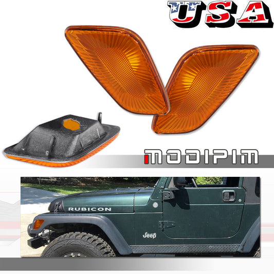 Amber-colored front side marker light housing kit for Jeep for Wrangler TJ 1997 - 2006