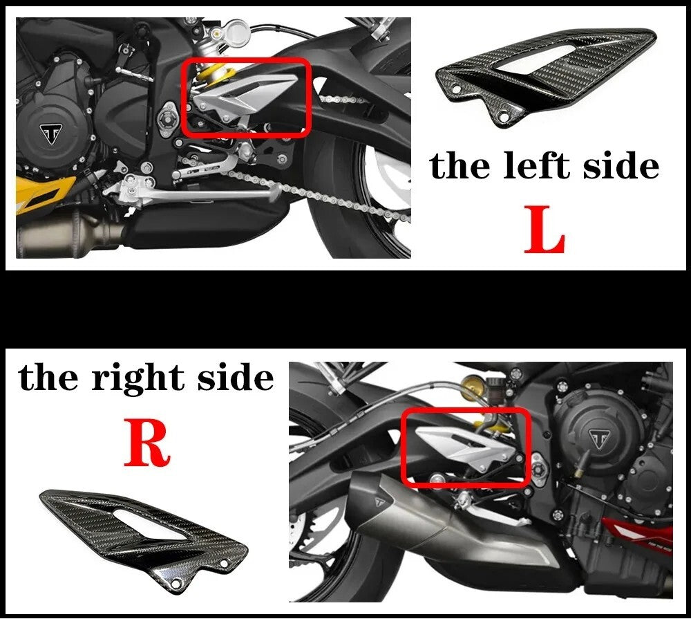 For Street Triple 765RS 2017-2024 Carbon Fiber Footpeg Footrest Heel Plate Guard