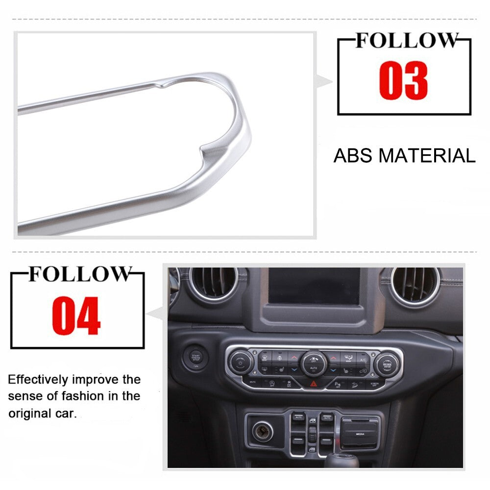 Silver ABS Center Control Air Condition Switch Cover for Jeep for Wrangler JL JT 18+