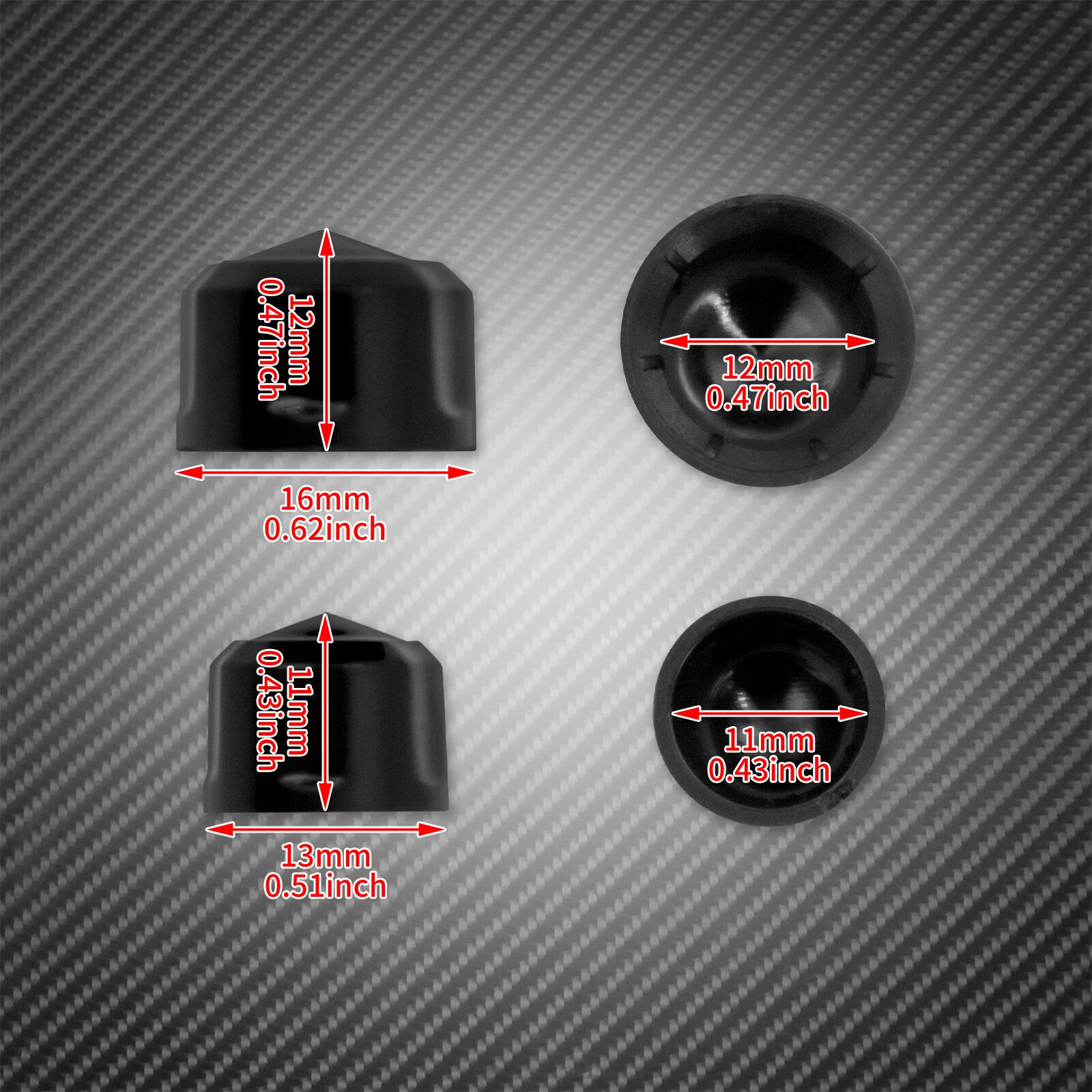 72X Black Engine Bolt Caps Covers Set Fit for Harley Touring FLH Softail 1999-16